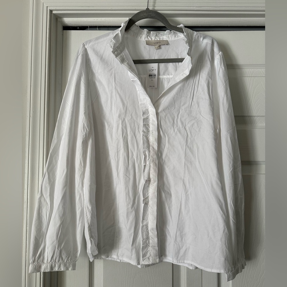 NWT LOFT white button down shirt